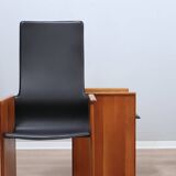 Set of 4 Segesta walnut and black letaher chairs Stildomus 1970s