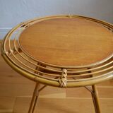 Vintage round rattan coffee table