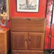 Ercol English wooden secretary, on wheels – 1970s.