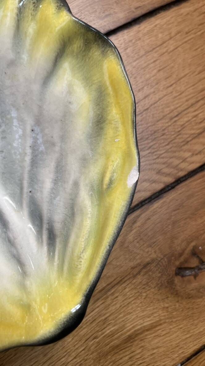 Yellow ceramic empty pocket cup by Pol Chambost