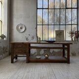 XL central island workbench oak