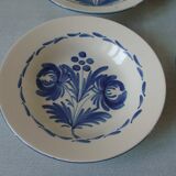 Set of 4 old hollow ceramic plates Saint Clement large blue flower