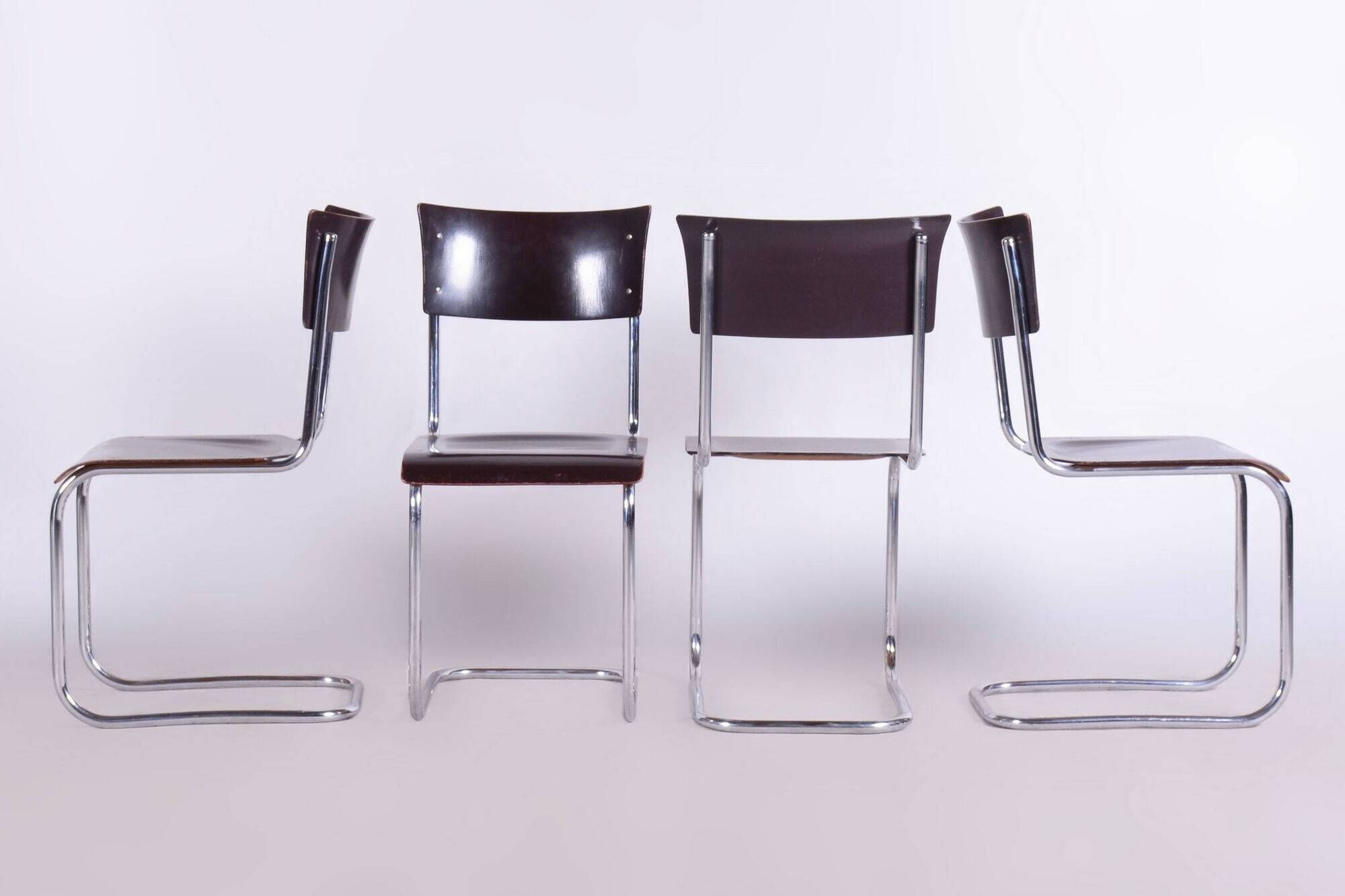 Set of 4 Restored Bauhaus Chairs, Mart Stam, Robert Slezak, Czechia, 1930s
