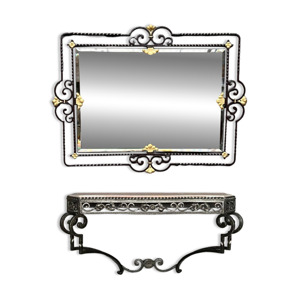 Miroir avec console de style Art déco.