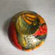 Old ceramic ball vase enamelled drawing fruits interior white vintage