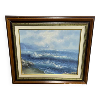 Framed sea painting