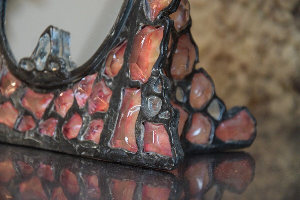 Tinted glass and lead mirror