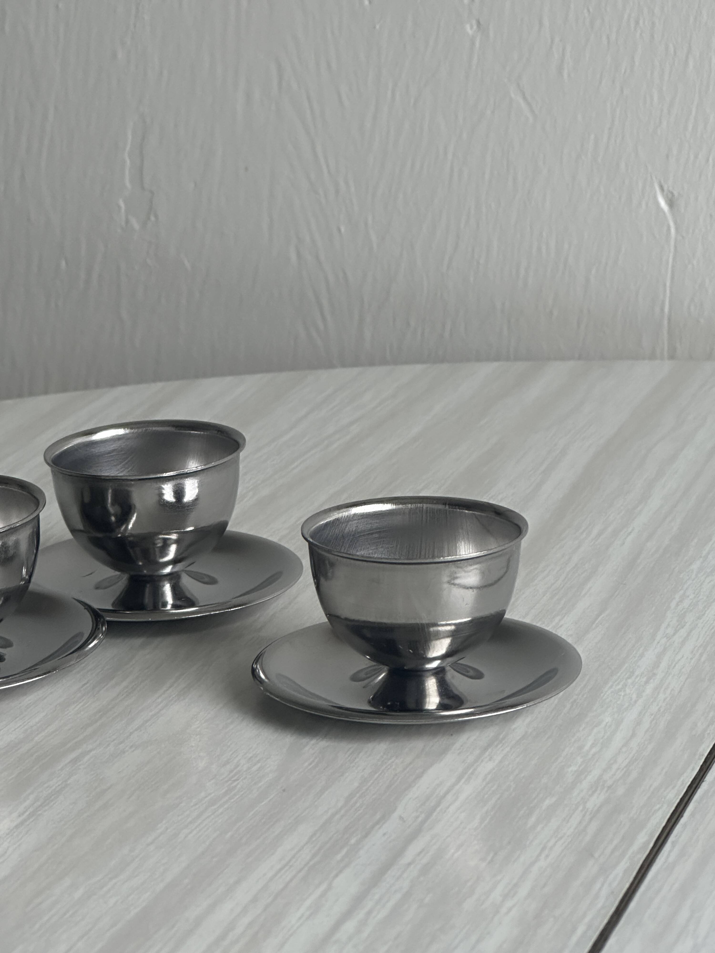 Lot de 3 coquetiers design en inox