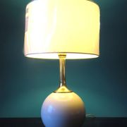 Pair of bedside lamps in brass and ecru lacquered metal, Denmark 1960