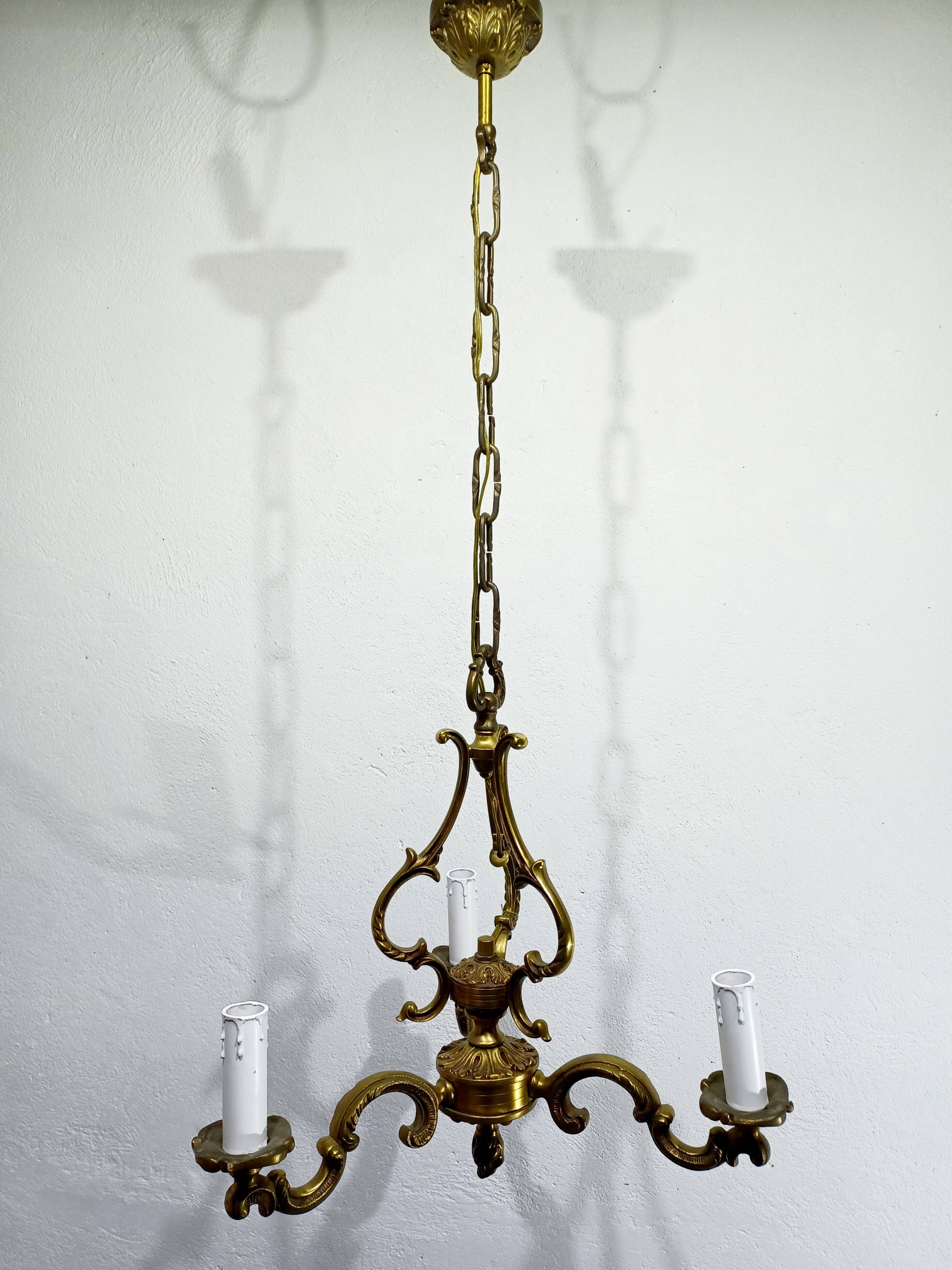 3-light bronze chandelier