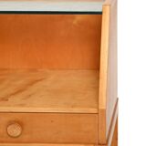 Vintage scandinavian bedside table in birch burl