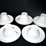 Set of 5 old cups with molded frieze in SARREGUEMINES Earthenware Opaque iron