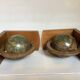 Pair of wooden world map bookends