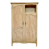 Renovated antique wardrobe – natural wood & sage green interior