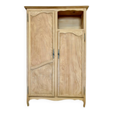 Renovated antique wardrobe – natural wood & sage green interior