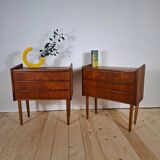 Pair of teak bedside tables with 3 drawers – Denmark, 1960s
