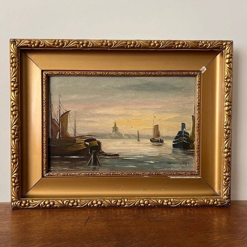 Voilier relaxant et pêche sur la peinture à l'huile du lac à bord