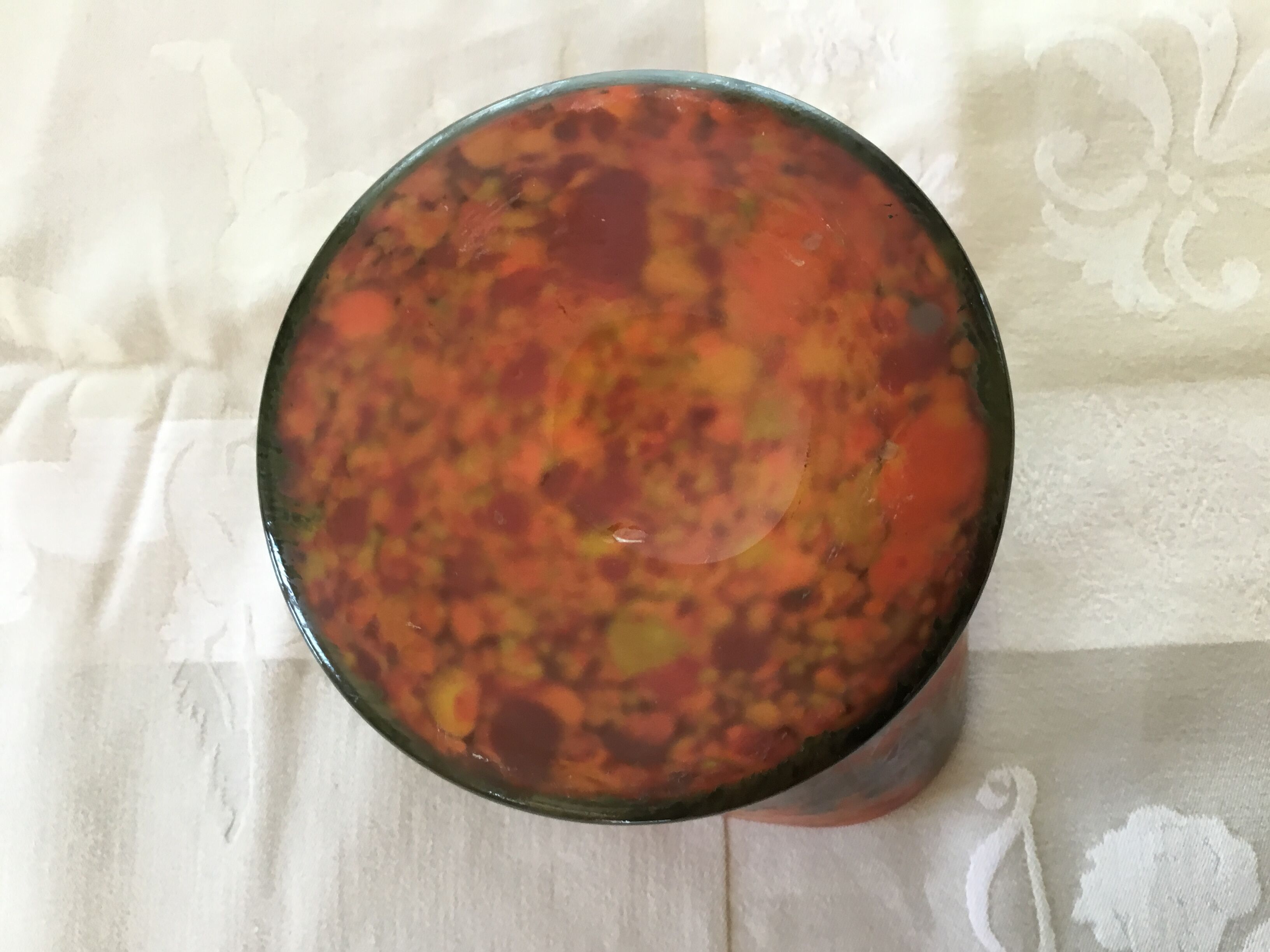 Glass paste vase signed