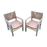 Braided rope and oak armchairs 50