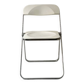 White folding chair & chrome Plia by G. Piretti for Castelli, 1970