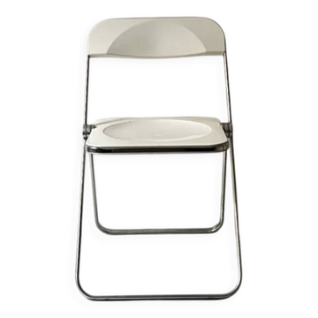 Chaise pliante blanche et chrome Plia de G. Piretti pour Castelli, 1970