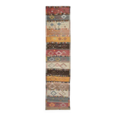 Tapis couloir vintage turc fait main en laine et coton orange des années 1970, 101x426.