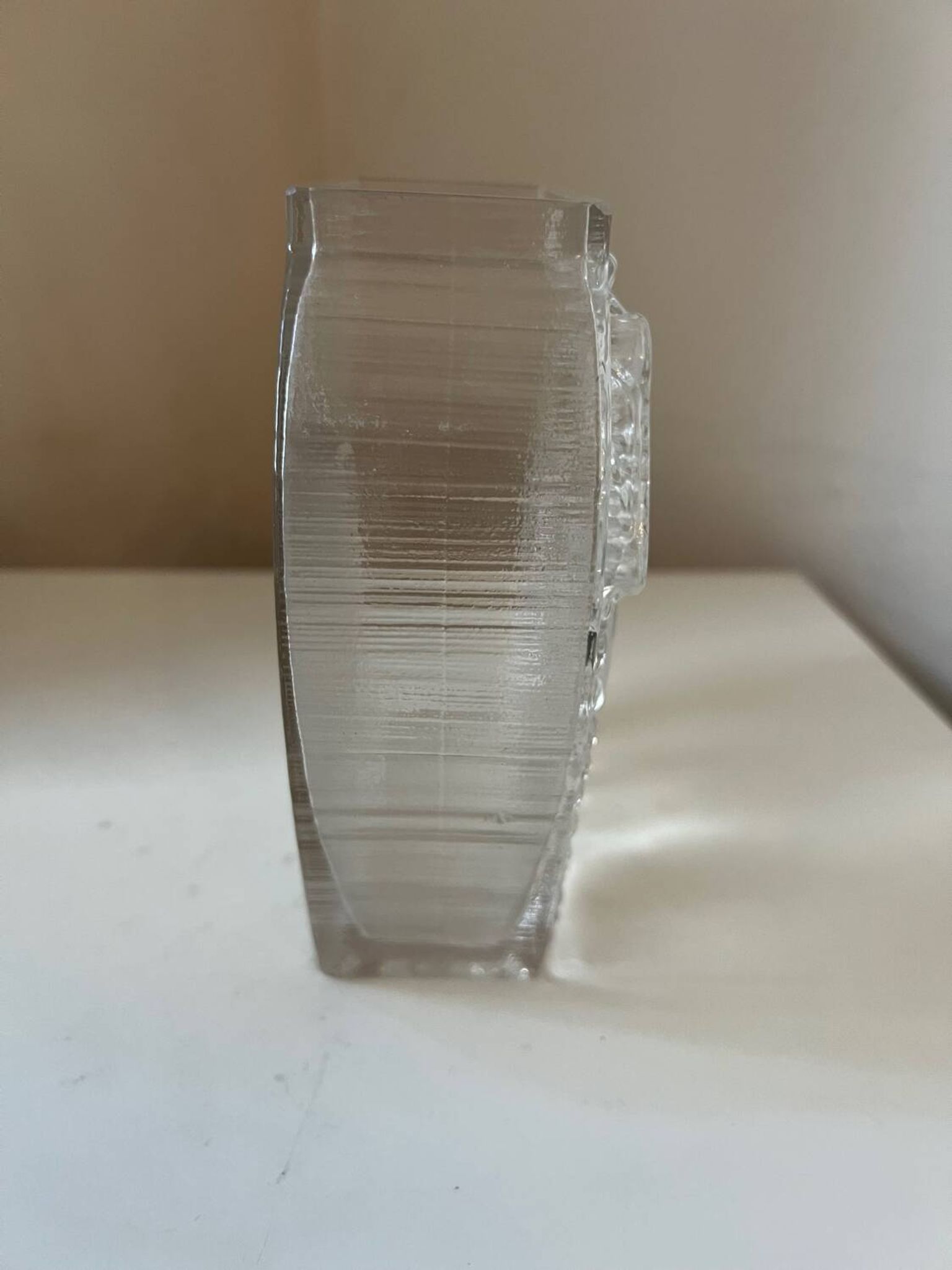 Moulded glass vase with Cubist portrait decoration, modern, 1970.