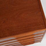 Midcentury Danish chest of 6 drawers in teak 1960s - long drawer handle with 2 handles