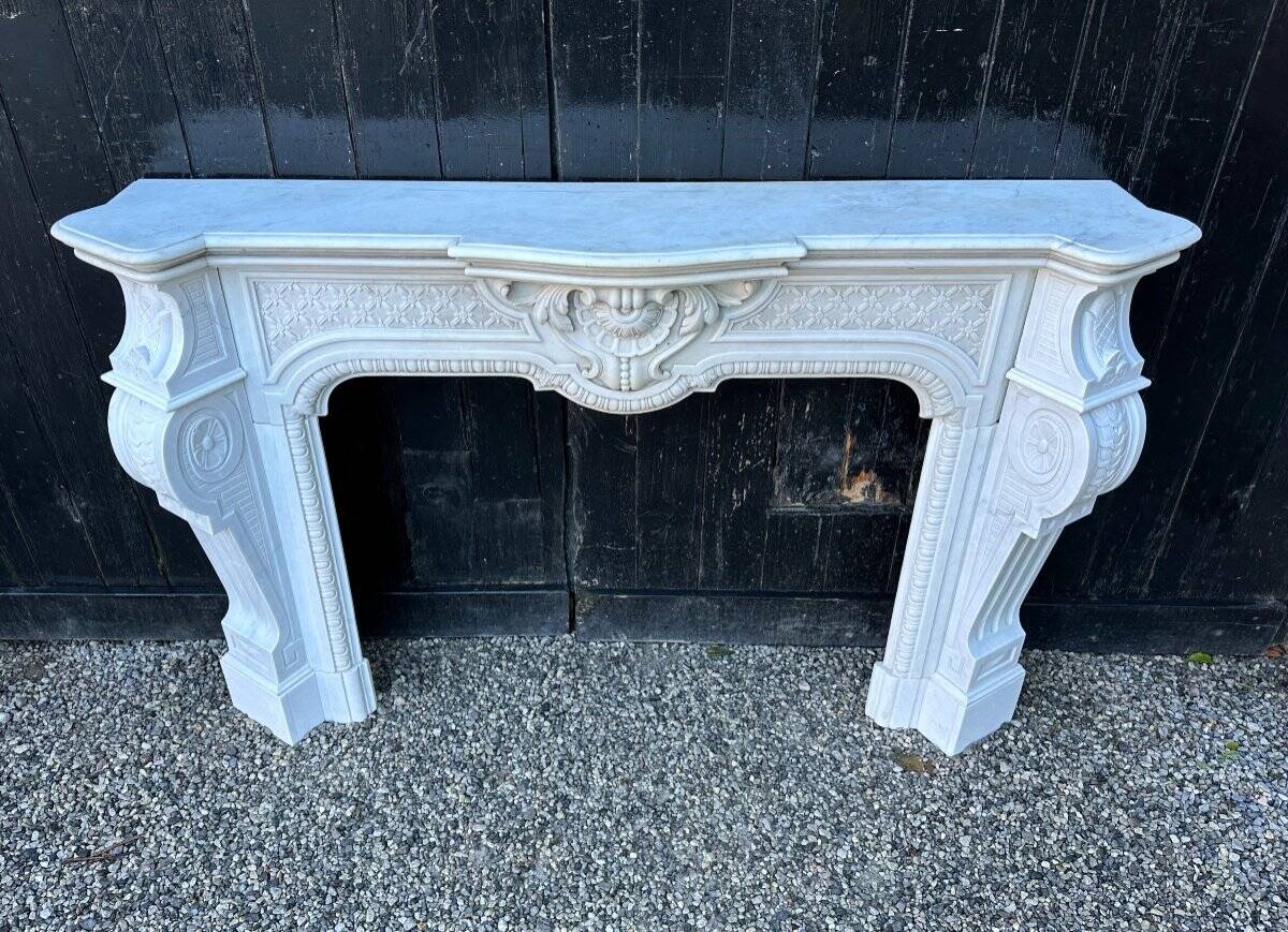 Napoleon III Fireplace In Carrara Marble Circa 1880