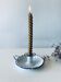 Antique candle holder in white and blue enamelled metal