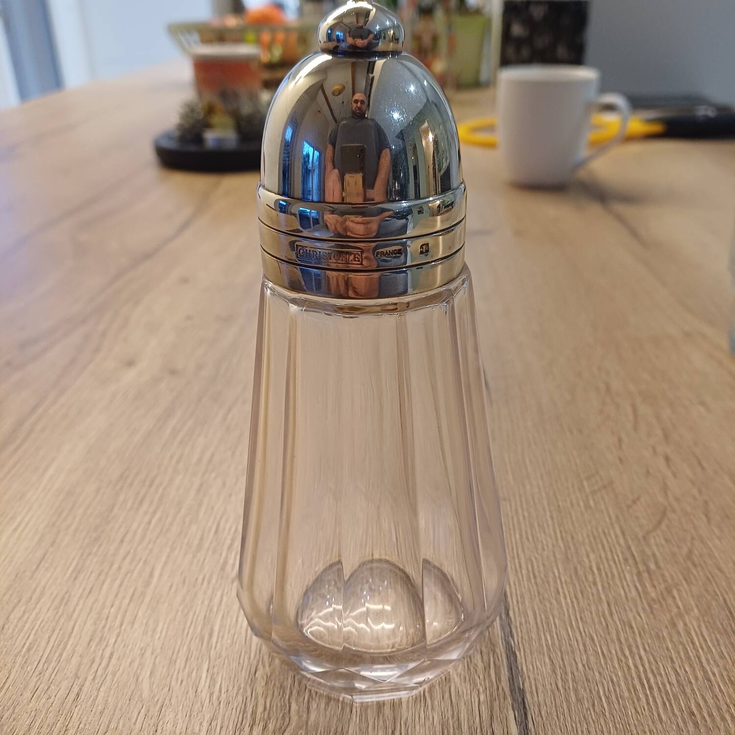 Christofle Megeve model - silver-plated crystal shaker in very good condition