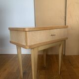 Vintage bedside table in blond wood