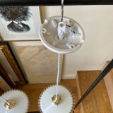 Pair of white glass hanging lamps