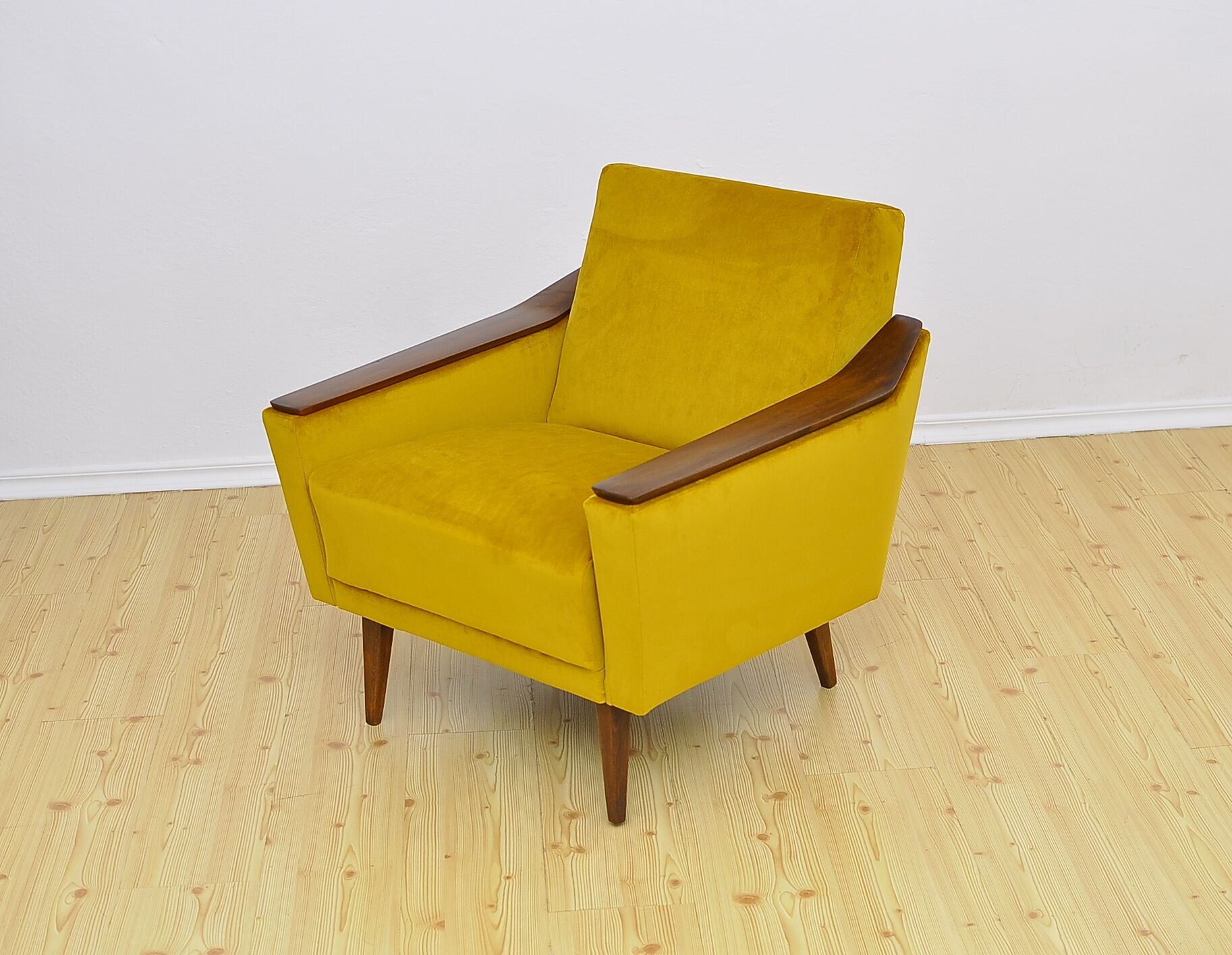 Yellow velvet armchair, 1960s