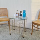 Side table, rolling trolley, vintage vinyl door