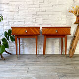 Pair of Scandinavian bedside tables compass feet