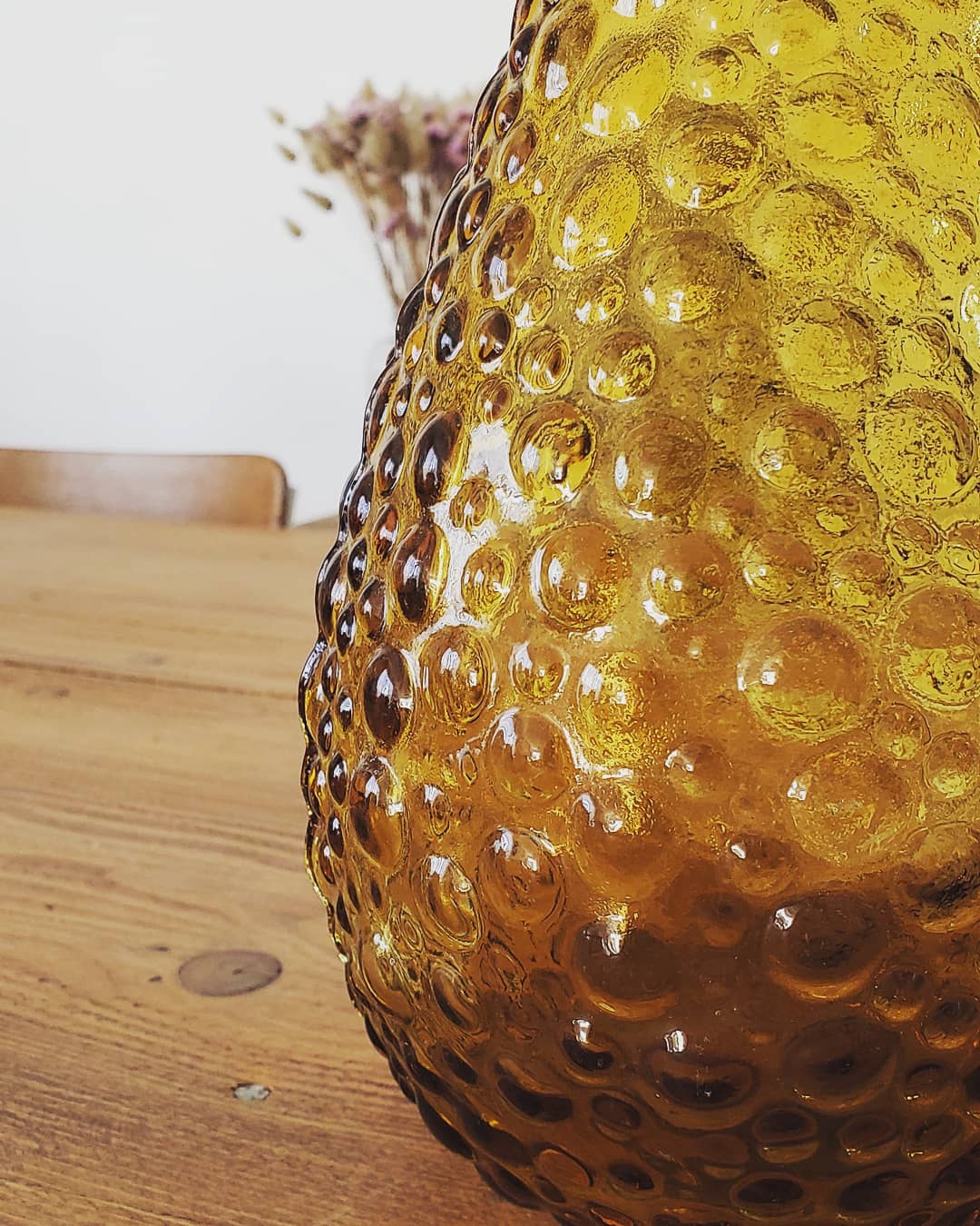 Orange-yellow-yellow-bubbled glass decanters