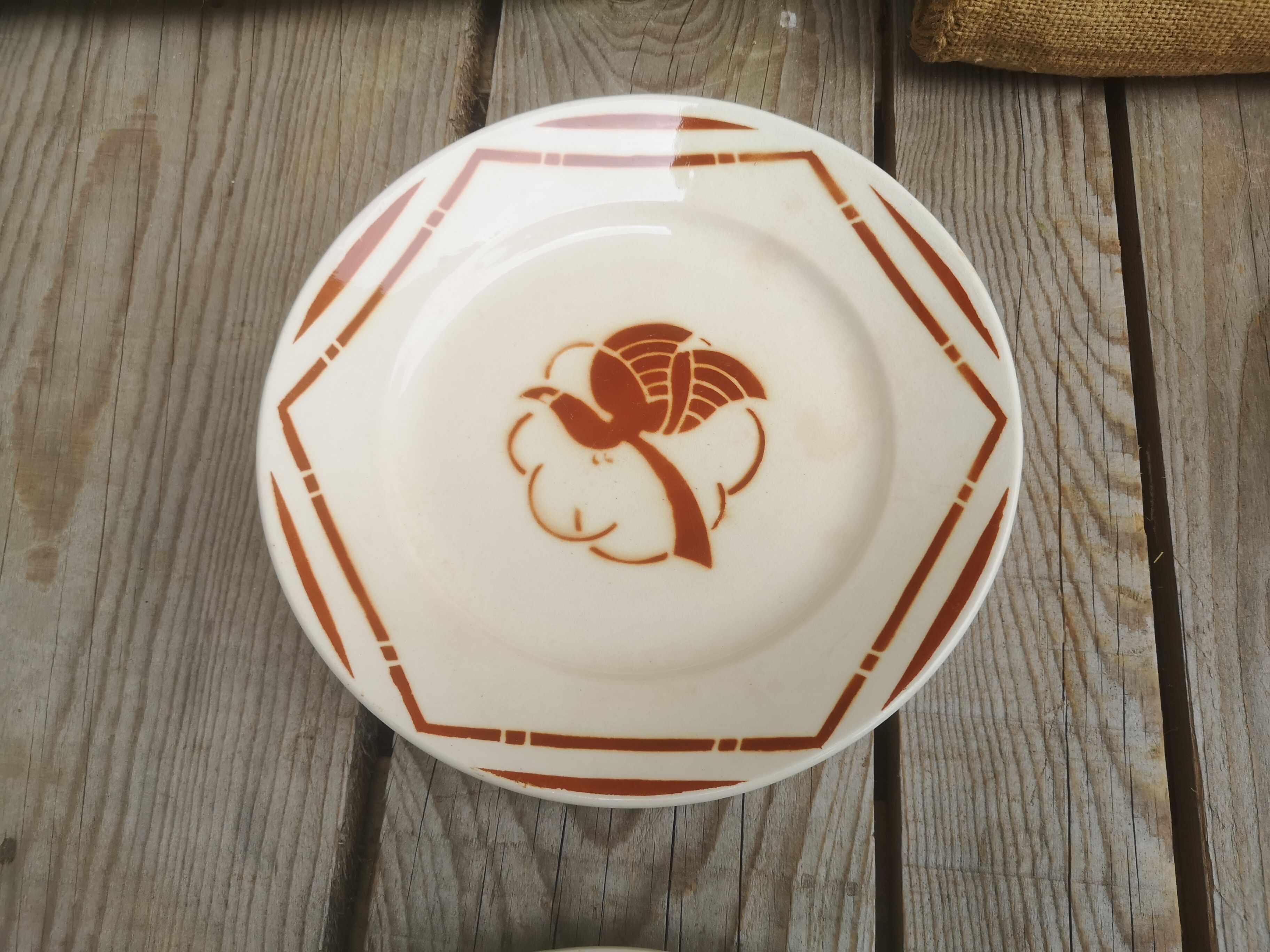 4 flat plates old ceramics from Badonviller collection paradis