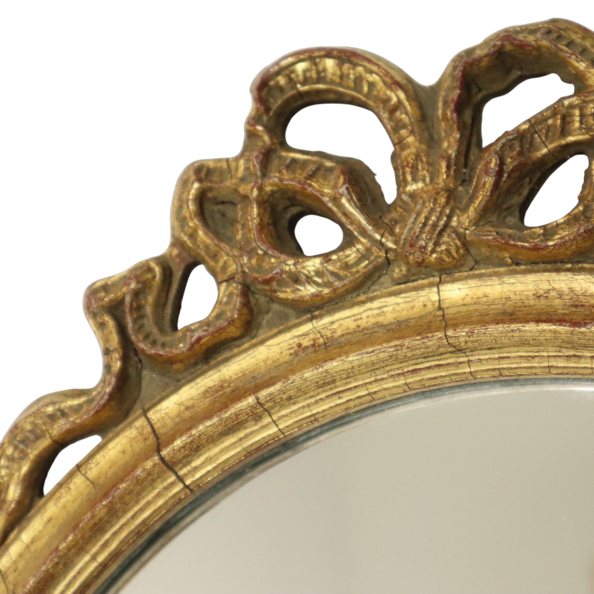 Deknudt Mirror with Bow Gold Leaf Gilded Wood Classic 69cm