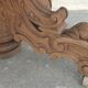 Table with central leg in solid oak, natural wood, carved base