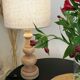 Vintage table lamp year 1980 in turned wood.