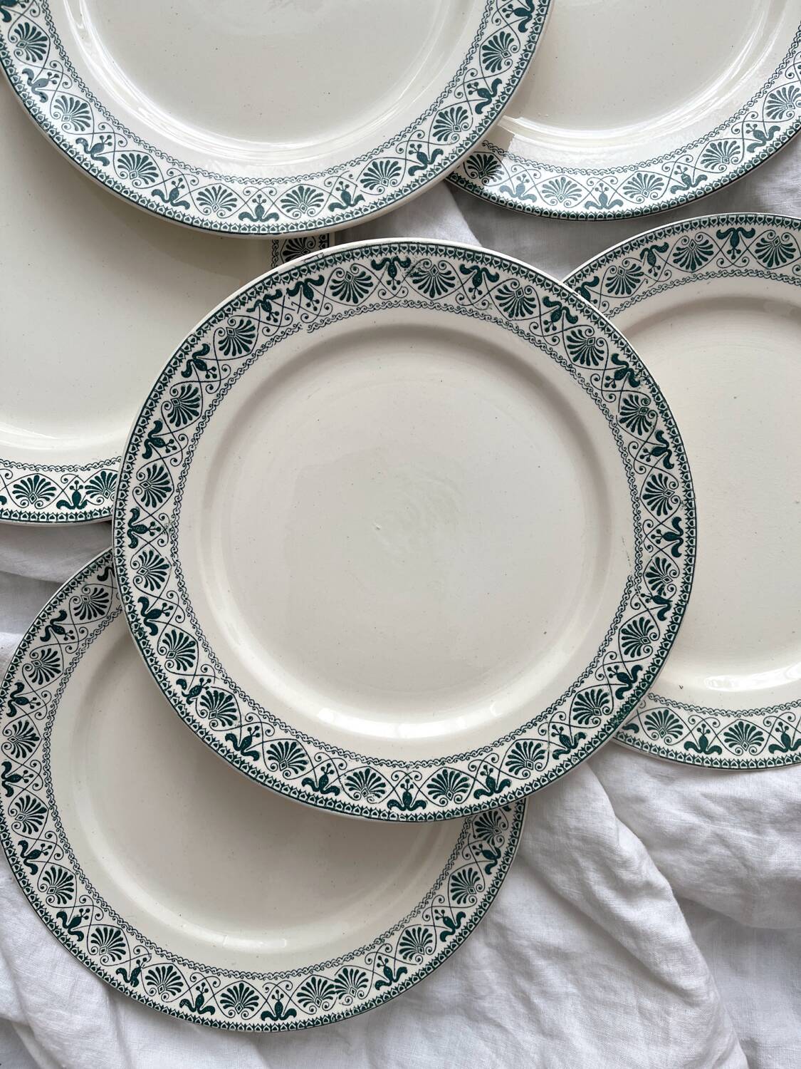 6 ironstone dessert plates “Palmettes” Boch Freres La Louvière