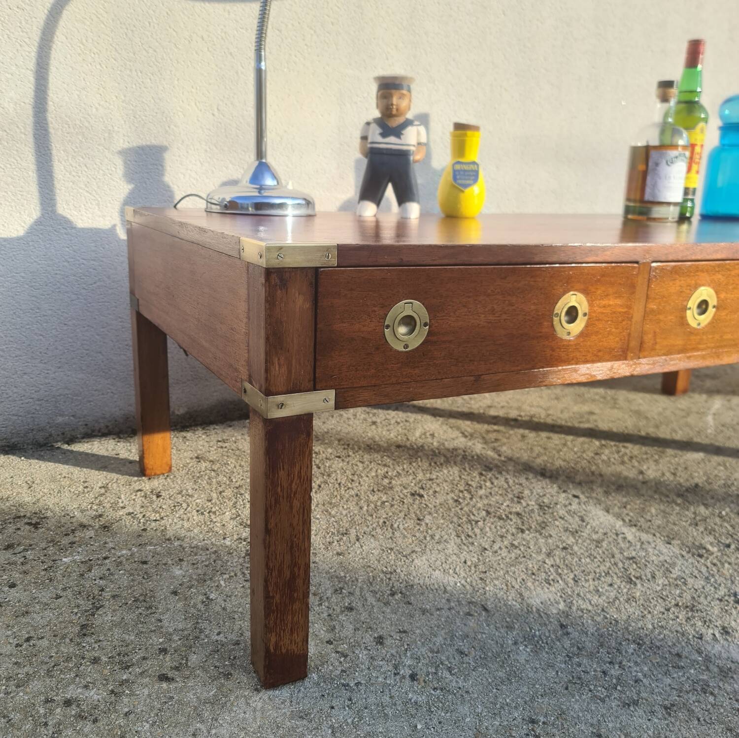 Table basse campagne militaire, marine, vintage