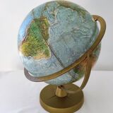 Globe Earth Mapworld embossed on brass stand and brass hooping