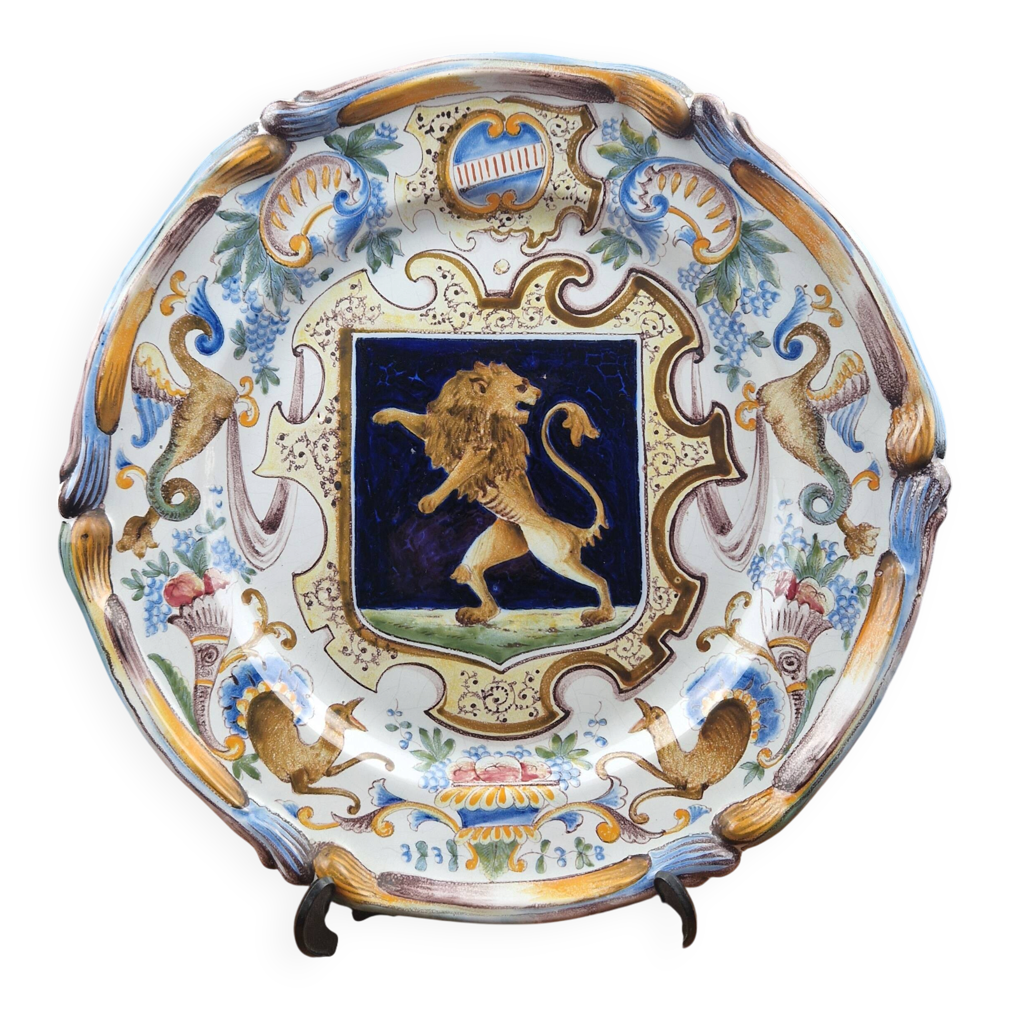 Large plate St Clément old wall decoration lion decor