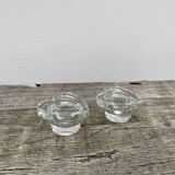 Pair of vintage glass heart candle holders