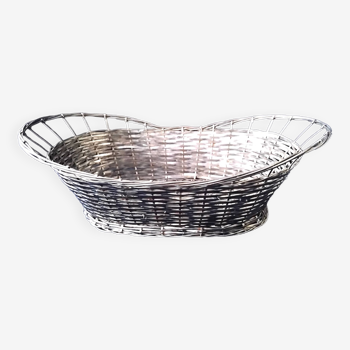 Basket, old basket in woven silver metal wire