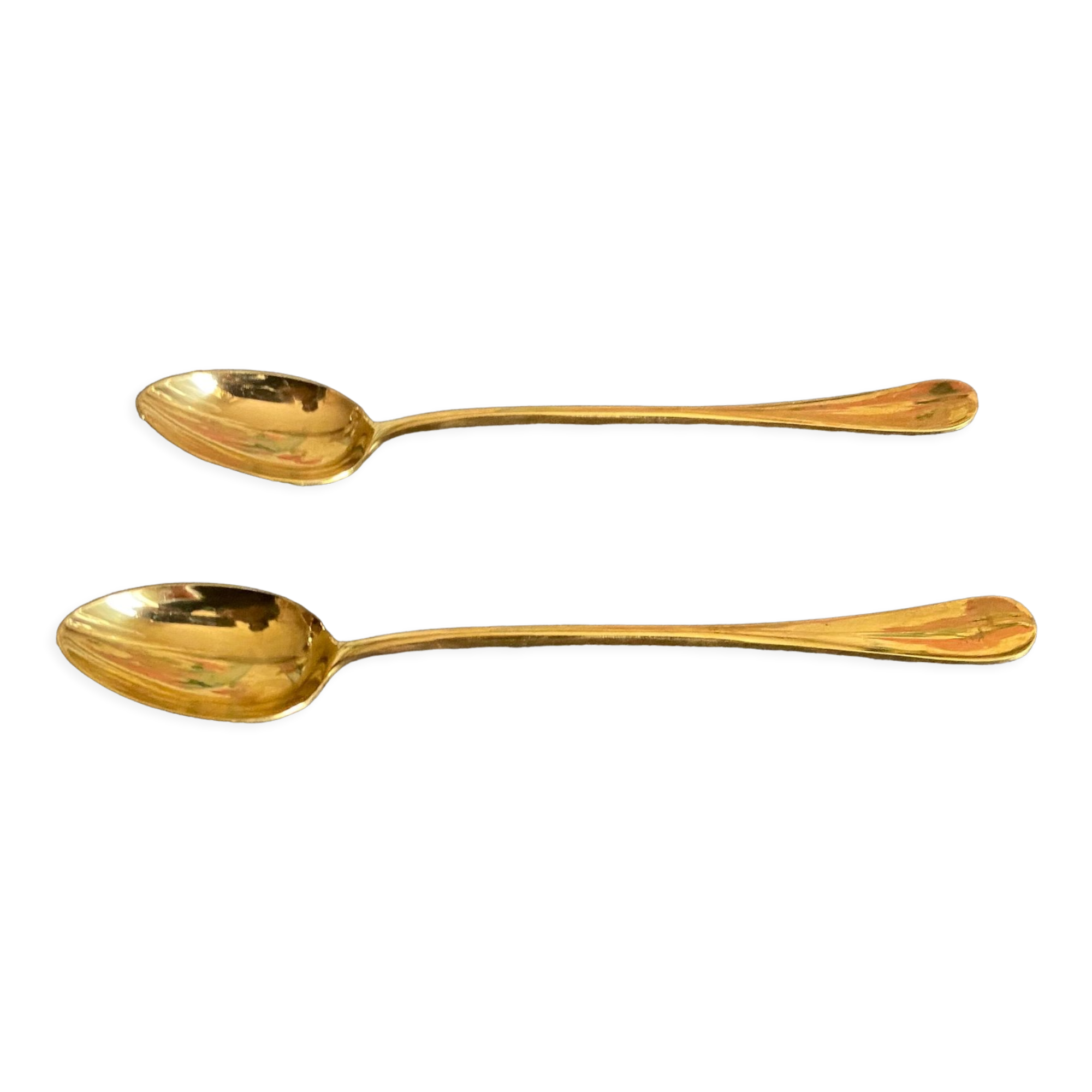Two jam spoons in gilded metal