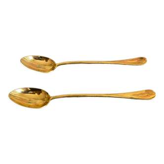 Two jam spoons in gilded metal