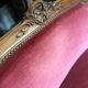 Small antique Louis XV style pink velvet loveseat bench
